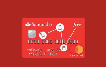 Imagem do cartão Santander Free com anuidade
